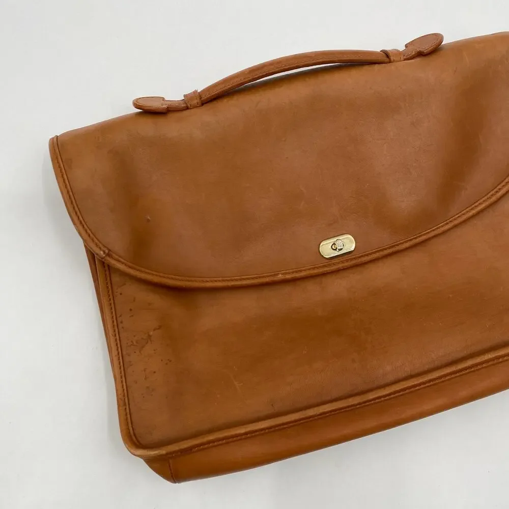 Vintage cognac leather briefcase bag